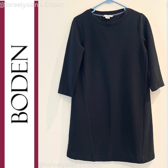 Boden Ottoman Ribbed Knit Sheath A-Line Black Workwear Dress size US 6R - Picture 1 of 14